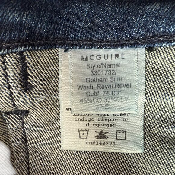 MCGUIRE Anthropologie Jeans Size Women's 31.  Gotham Slim.  Zip Fly USA Made - Picture 6 of 16